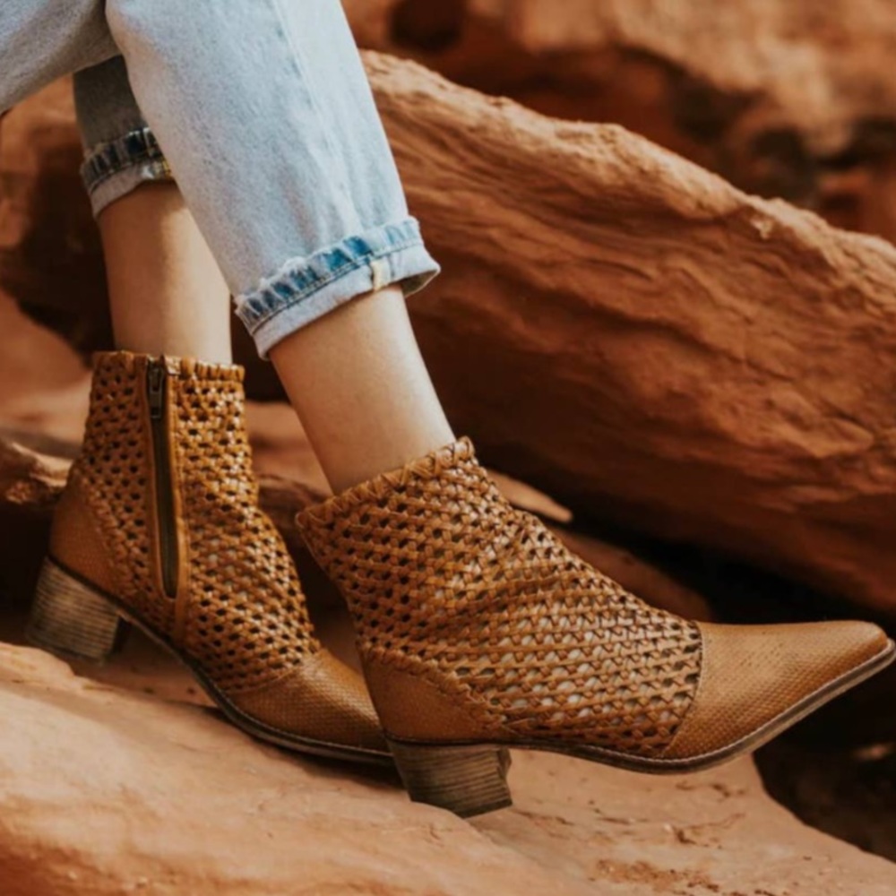Free People In The Loop Woven Boot In Tan - Picture 2 of 3